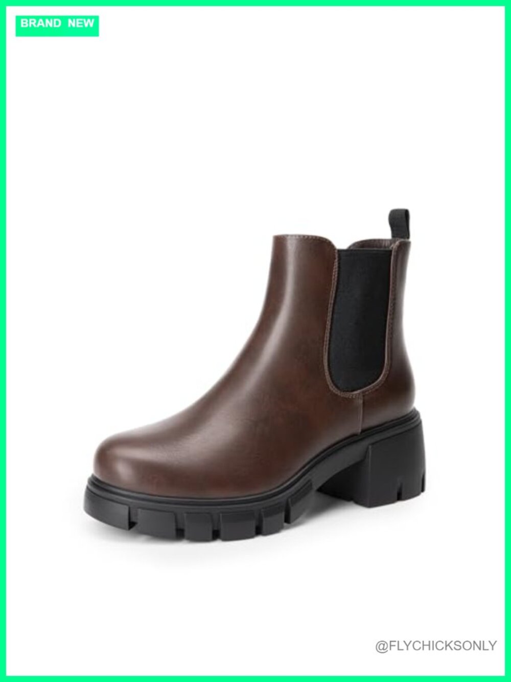 Women's Faux Leather Chelsea Ankle Boots Low Chunky Block Heel Slip-On Booties